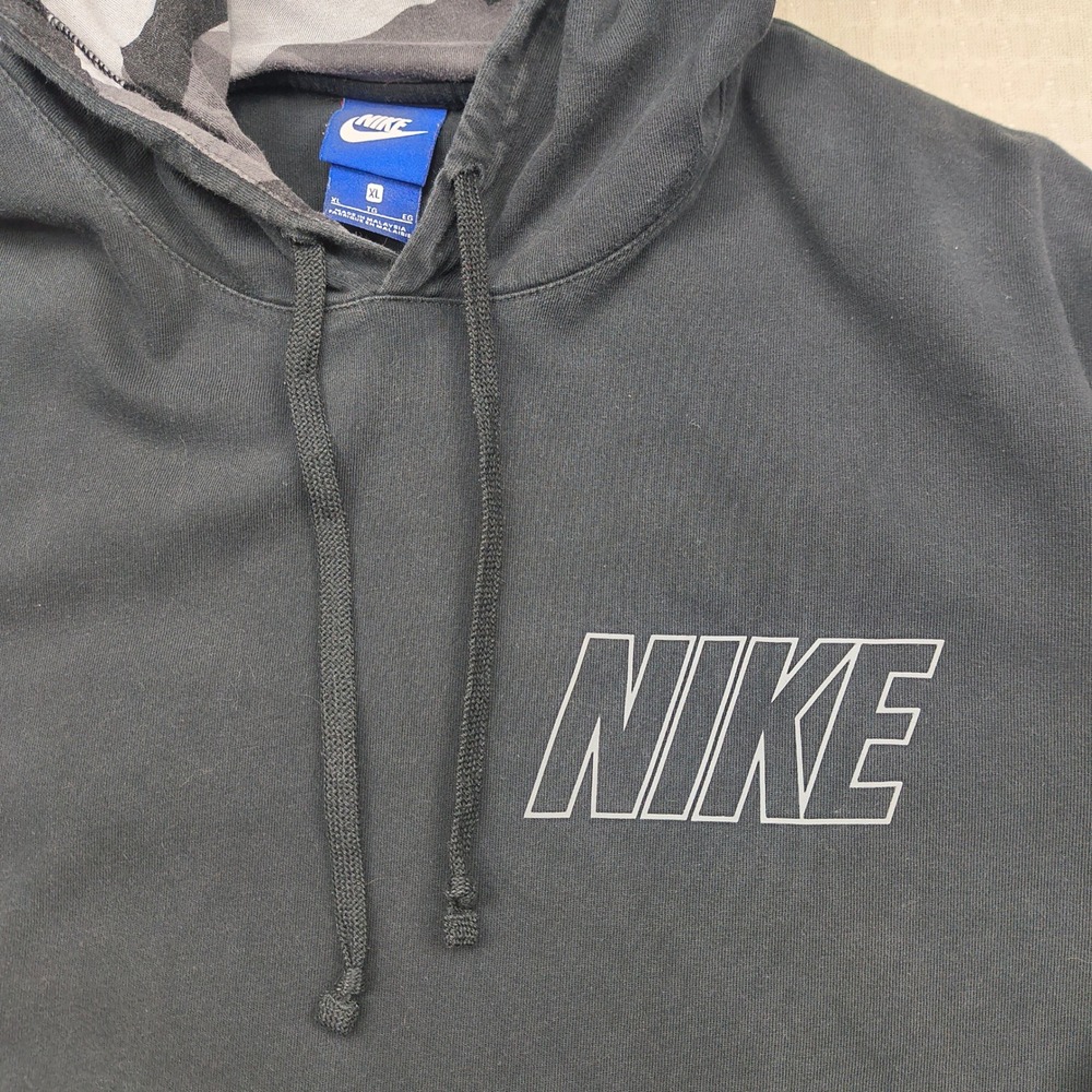 Nike Mens XL Black Camo Colorblock‎ Graphic Pullover Hoodie 833873-010 Cotton - Picture 5 of 12